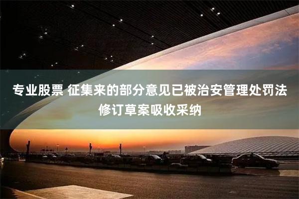 专业股票 征集来的部分意见已被治安管理处罚法修订草案吸收采纳