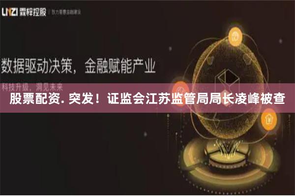 股票配资. 突发！证监会江苏监管局局长凌峰被查